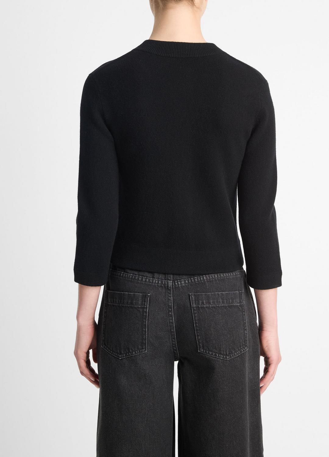 VINCE Women Wool-Blend Shrunken Snap Cardigan in Cardigans