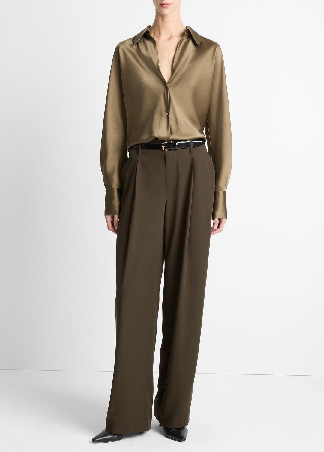 VINCE Women Silk Bias Long-Sleeve Blouse in Long Sleeve