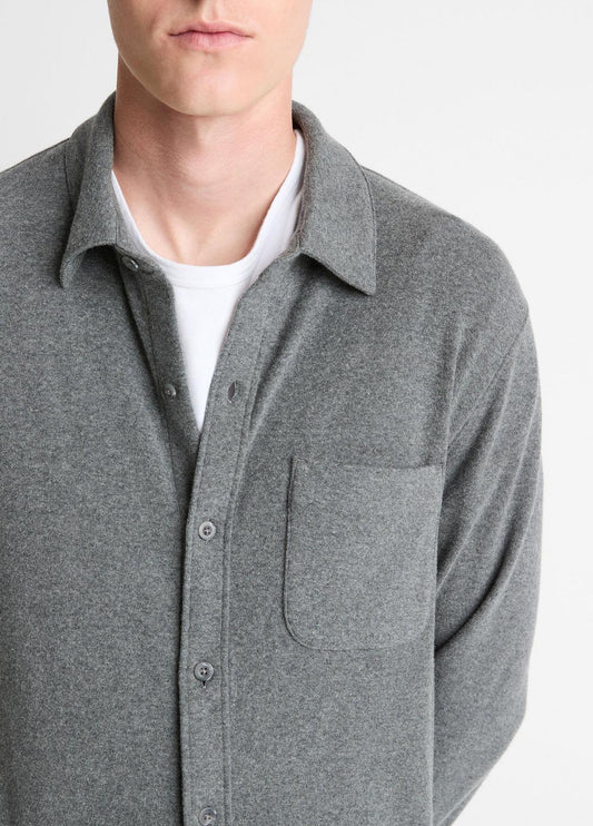 VINCE Men Knit Cotton-Blend Button-Front Shirt in Long Sleeve