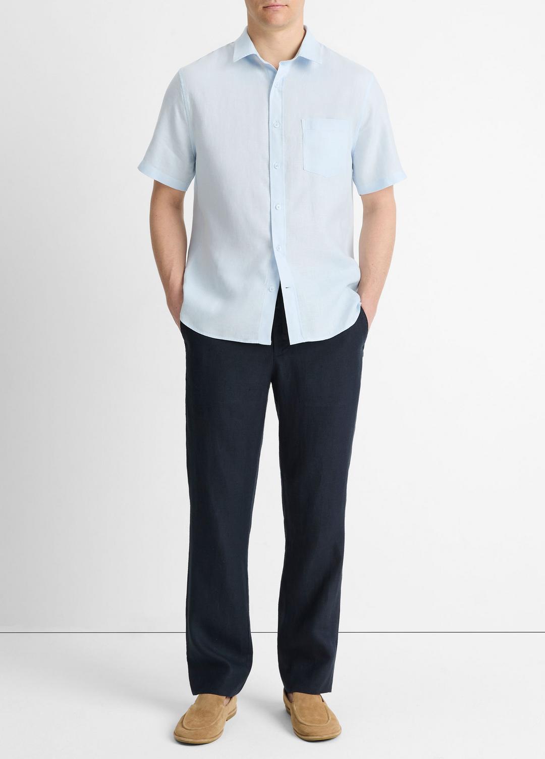 VINCE Men Linen Short-Sleeve Shirt in Short Sleeve