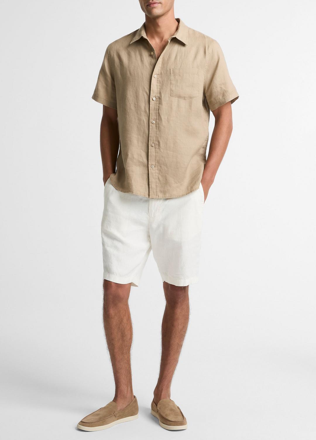 VINCE Men Linen Short-Sleeve Shirt in Long Sleeve