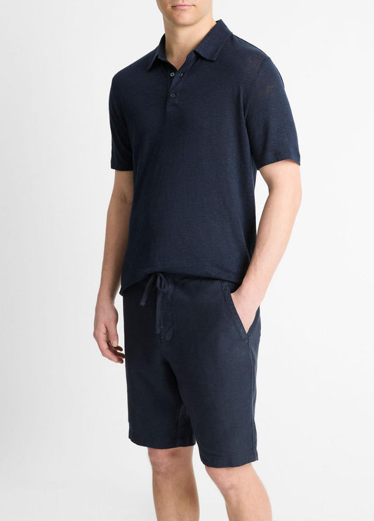 VINCE Men Linen Polo Shirt in Henleys & Polos