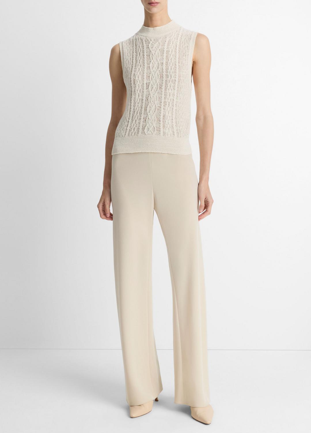 VINCE Sale Cable Cotton-Blend Double-Layer Shell in Sweaters