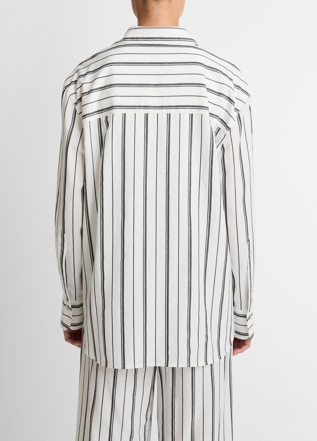 VINCE Women Resort Stripe Oversized Button-Front Shirt in Long Sleeve