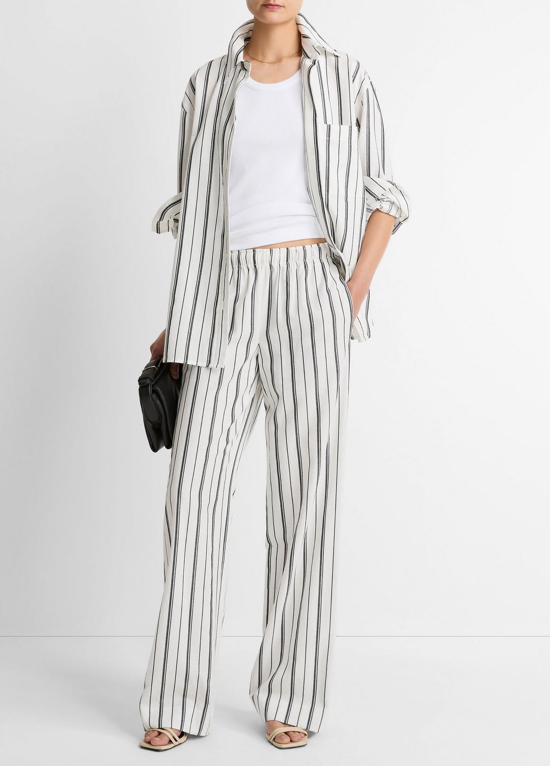 VINCE Women Resort Stripe Oversized Button-Front Shirt in Long Sleeve