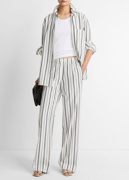 VINCE Women Resort Stripe Oversized Button-Front Shirt in Long Sleeve