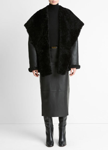 VINCE Women Shearling Hooded Jacket in Jackets