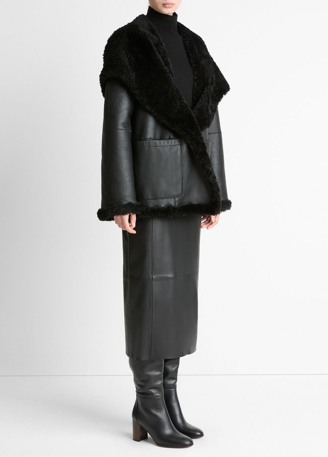 VINCE Women Shearling Hooded Jacket in Jackets