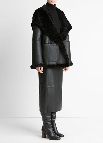 VINCE Women Shearling Hooded Jacket in Jackets