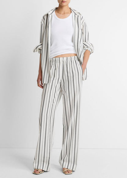 VINCE Women Resort Stripe Pull-On Pant in Wide Leg
