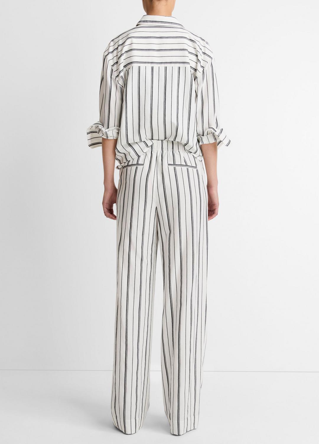 VINCE Women Resort Stripe Pull-On Pant in Wide Leg