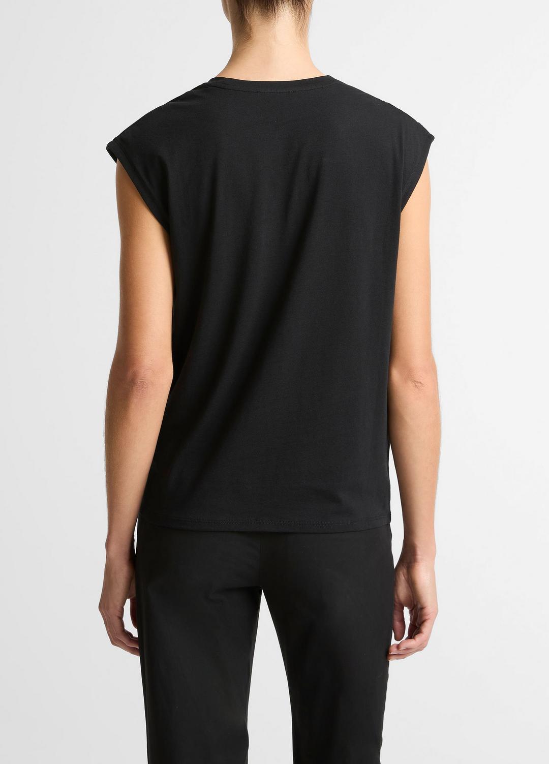 VINCE Women Pima Cotton-Blend Draped Relaxed Top in Tank Tops
