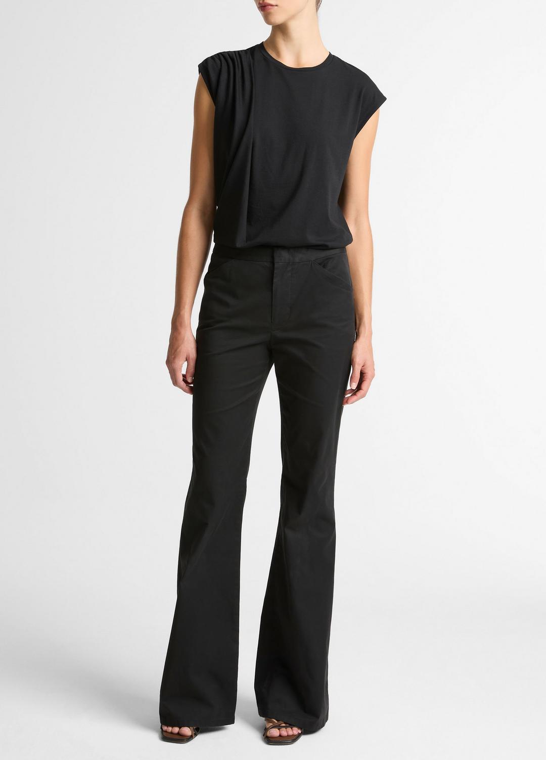 VINCE Women Pima Cotton-Blend Draped Relaxed Top in Tank Tops