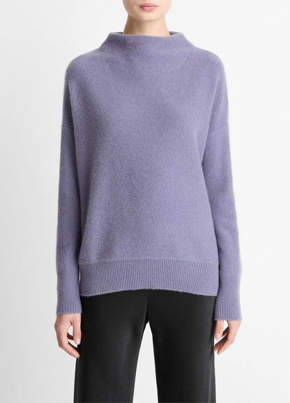VINCE Women Plush Cashmere Funnel-Neck Sweater in Turtleneck