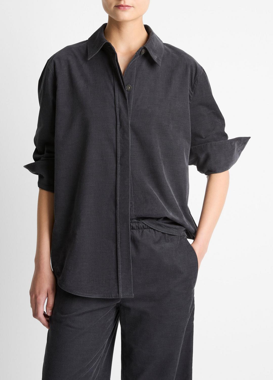VINCE Women Cotton Corduroy Oversized Shirt in Long Sleeve