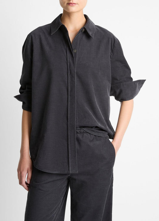 VINCE Women Cotton Corduroy Oversized Shirt in Long Sleeve