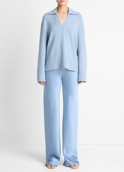 VINCE Women Wool & Cashmere-Blend Oversized Polo Sweater in V-Neck
