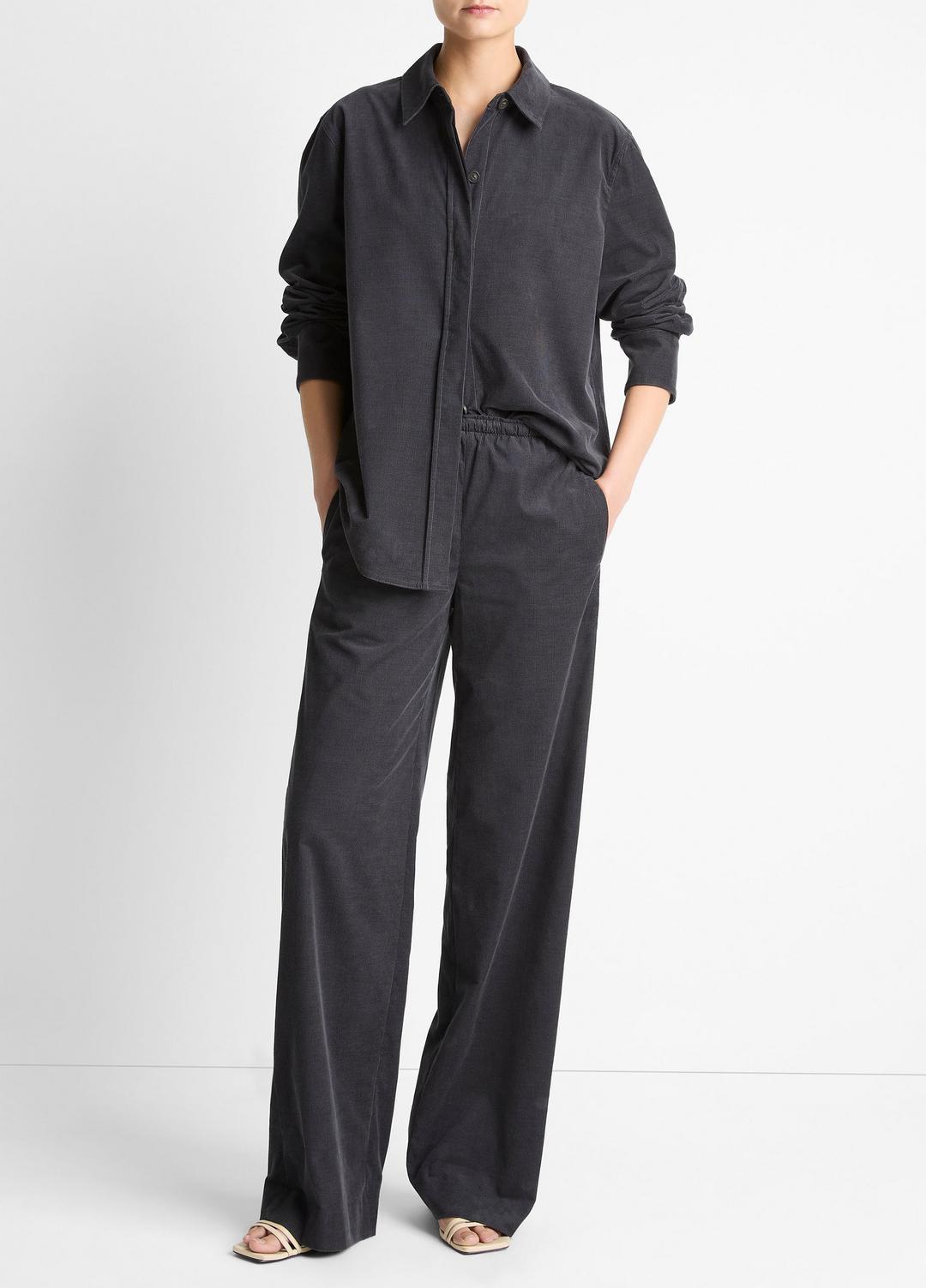 VINCE Women Cotton Corduroy Pull-On Pant in Wide Leg