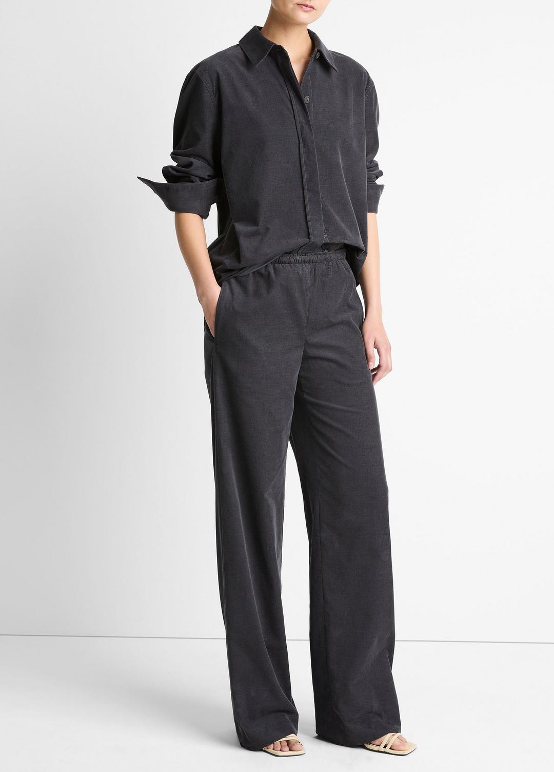 VINCE Women Cotton Corduroy Pull-On Pant in Wide Leg