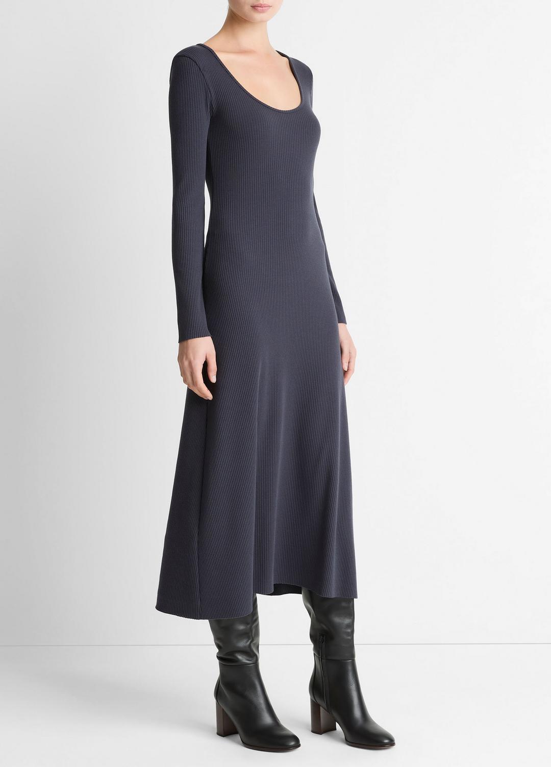 VINCE Women Ribbed Cotton-Blend Scoop-Neck Dress in Dresses