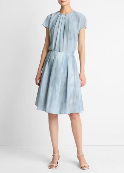 VINCE Women Washed Ombré Cotton Pleated Knee Skirt in Skirts