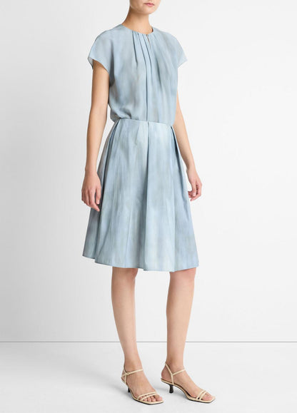 VINCE Women Washed Ombré Cotton Pleated Knee Skirt in Skirts