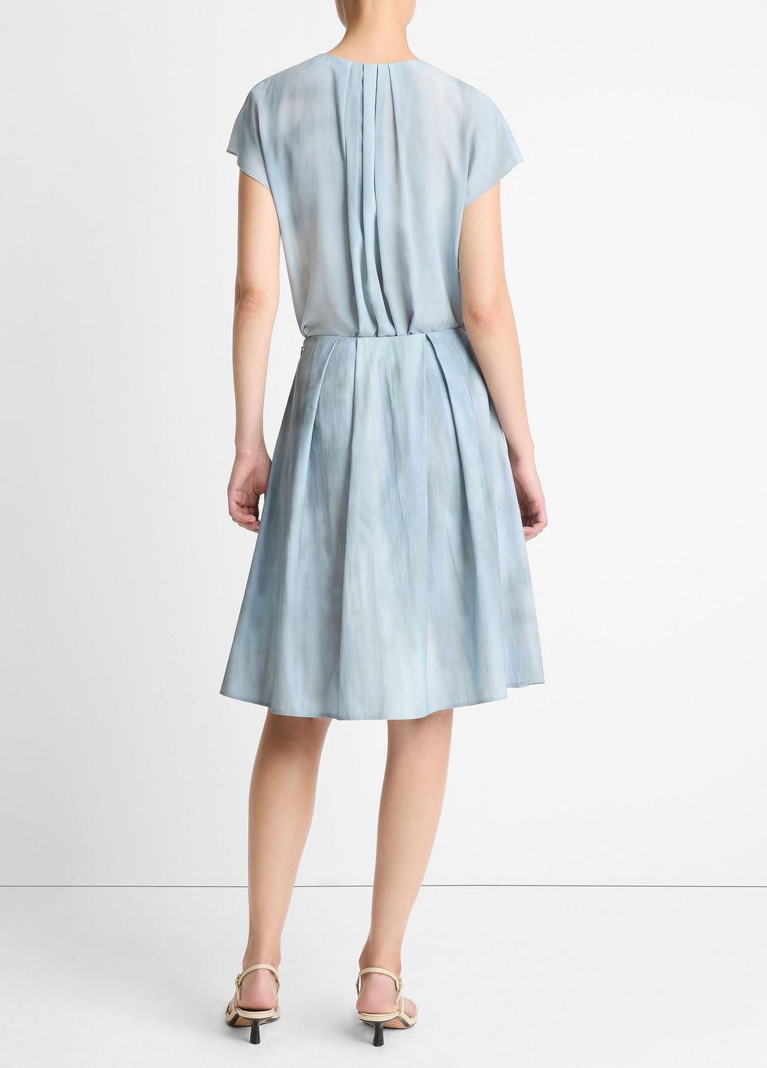 VINCE Women Washed Ombré Cotton Pleated Knee Skirt in Skirts