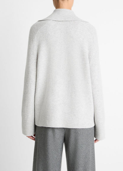 VINCE Women Wool & Cashmere-Blend Oversized Polo Sweater in V-Neck