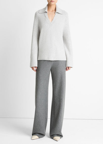 VINCE Women Wool & Cashmere-Blend Oversized Polo Sweater in V-Neck
