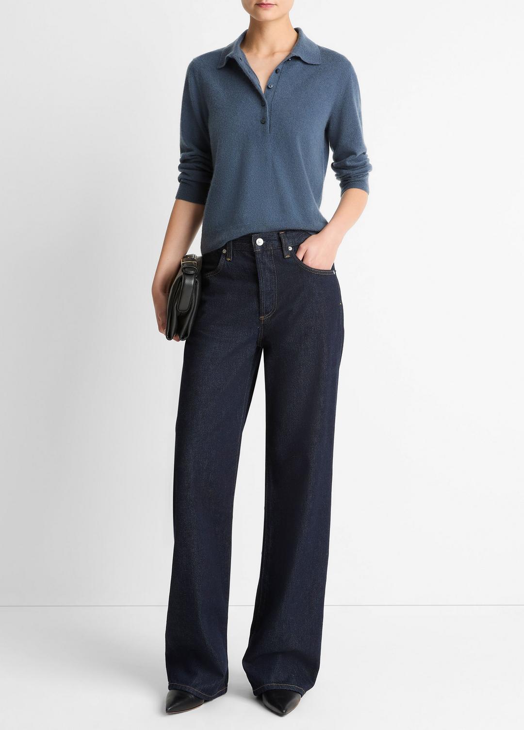 VINCE Women Cashmere-Silk Polo Sweater in Cashmere