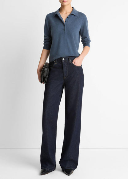 VINCE Women Cashmere-Silk Polo Sweater in Cashmere