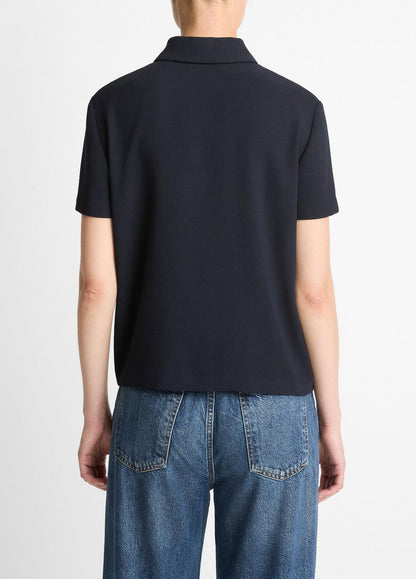 VINCE Women Crepe Polo Shirt in Short Sleeve