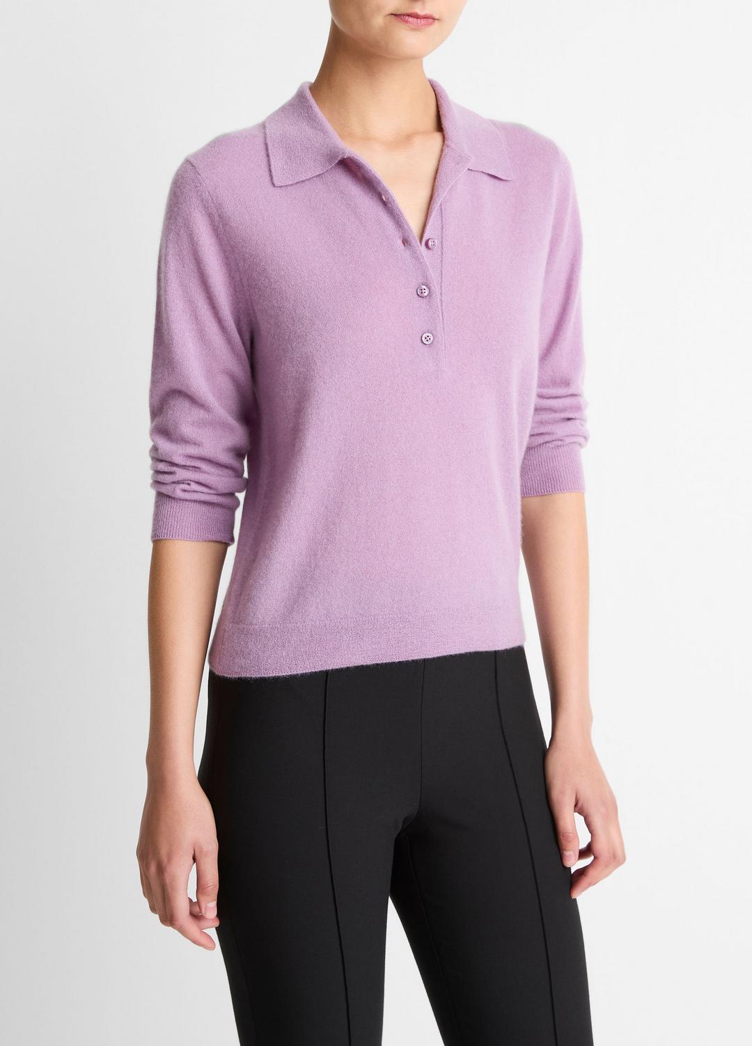VINCE Women Cashmere-Silk Polo Sweater in Cashmere