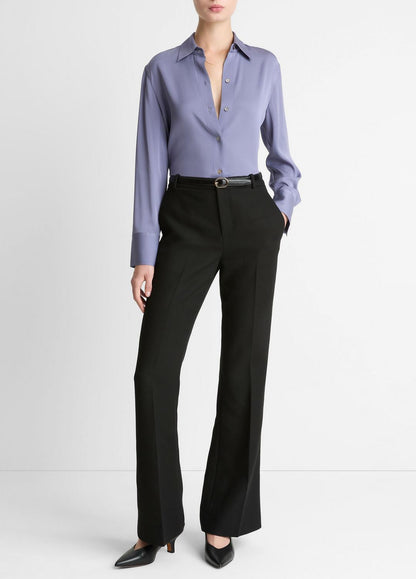 VINCE Women Stretch-Silk Button-Front Blouse in Long Sleeve