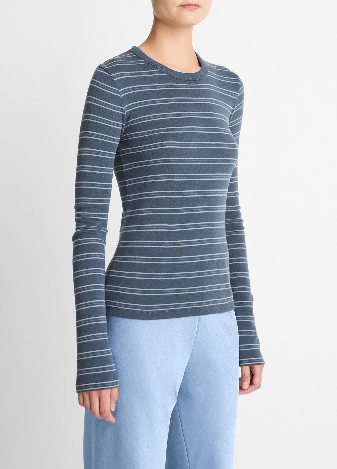 VINCE Women Striped Pima Cotton-Blend Long-Sleeve T-Shirt in Long Sleeve