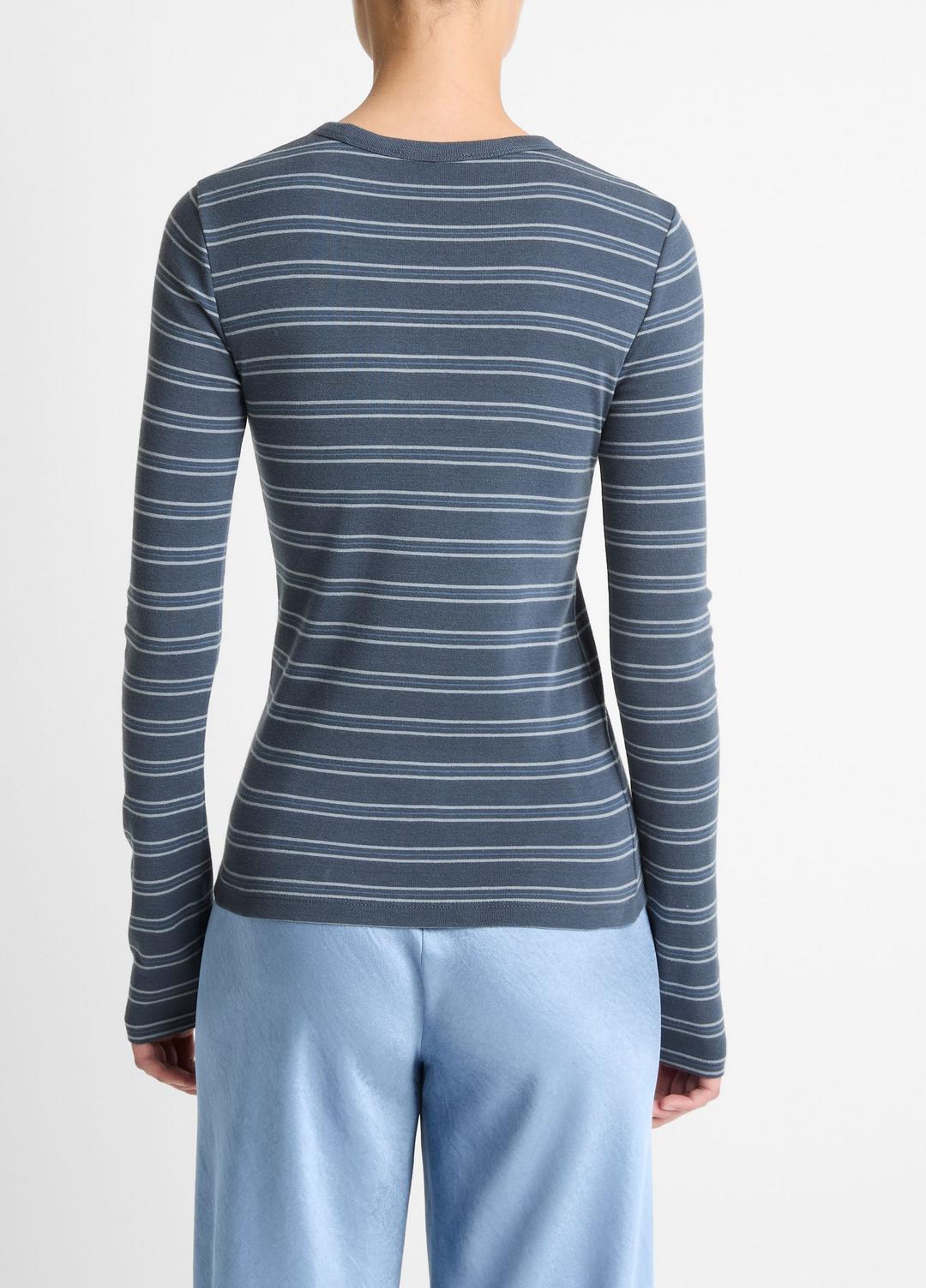 VINCE Women Striped Pima Cotton-Blend Long-Sleeve T-Shirt in Long Sleeve