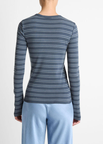 VINCE Women Striped Pima Cotton-Blend Long-Sleeve T-Shirt in Long Sleeve