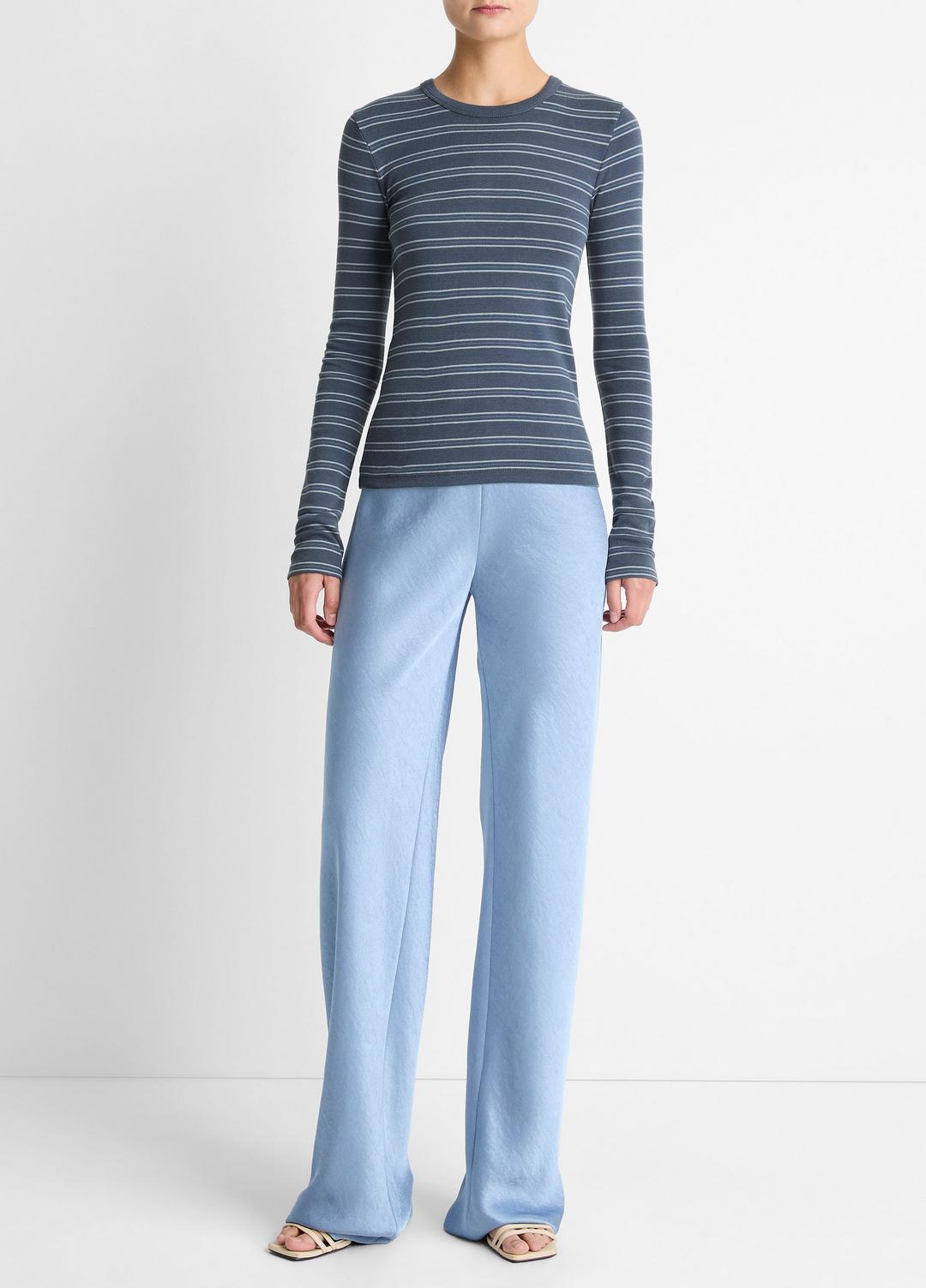 VINCE Women Striped Pima Cotton-Blend Long-Sleeve T-Shirt in Long Sleeve