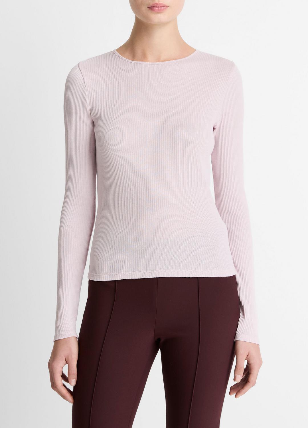 VINCE Women Ribbed Pima Cotton Long-Sleeve T-Shirt in Long Sleeve