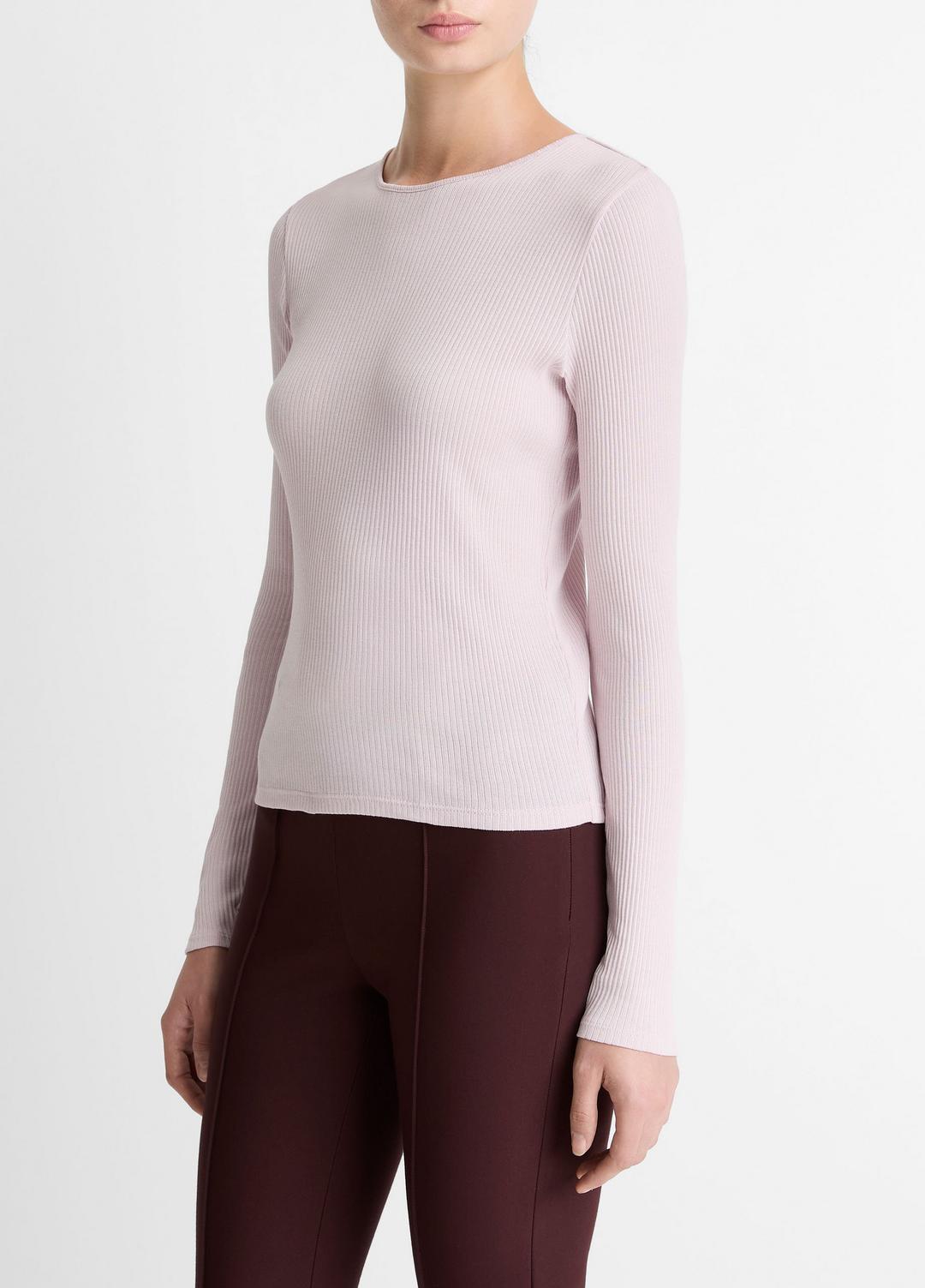 VINCE Women Ribbed Pima Cotton Long-Sleeve T-Shirt in Long Sleeve