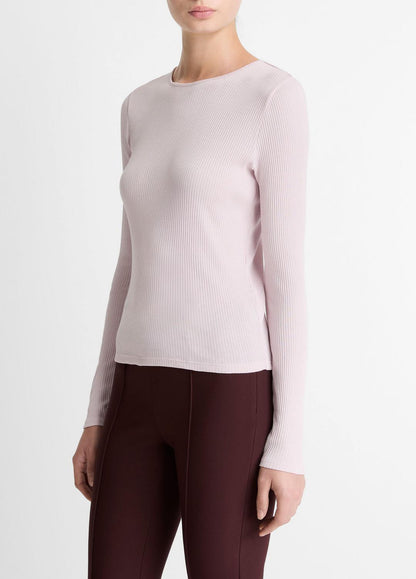 VINCE Women Ribbed Pima Cotton Long-Sleeve T-Shirt in Long Sleeve