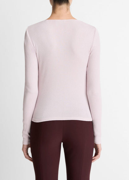 VINCE Women Ribbed Pima Cotton Long-Sleeve T-Shirt in Long Sleeve