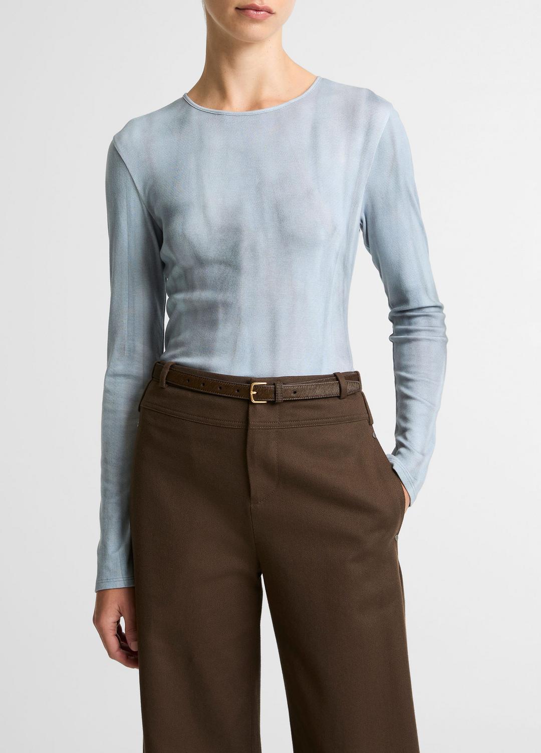VINCE Women Washed Ombré Pima Cotton-Blend Long-Sleeve T-Shirt in Long Sleeve