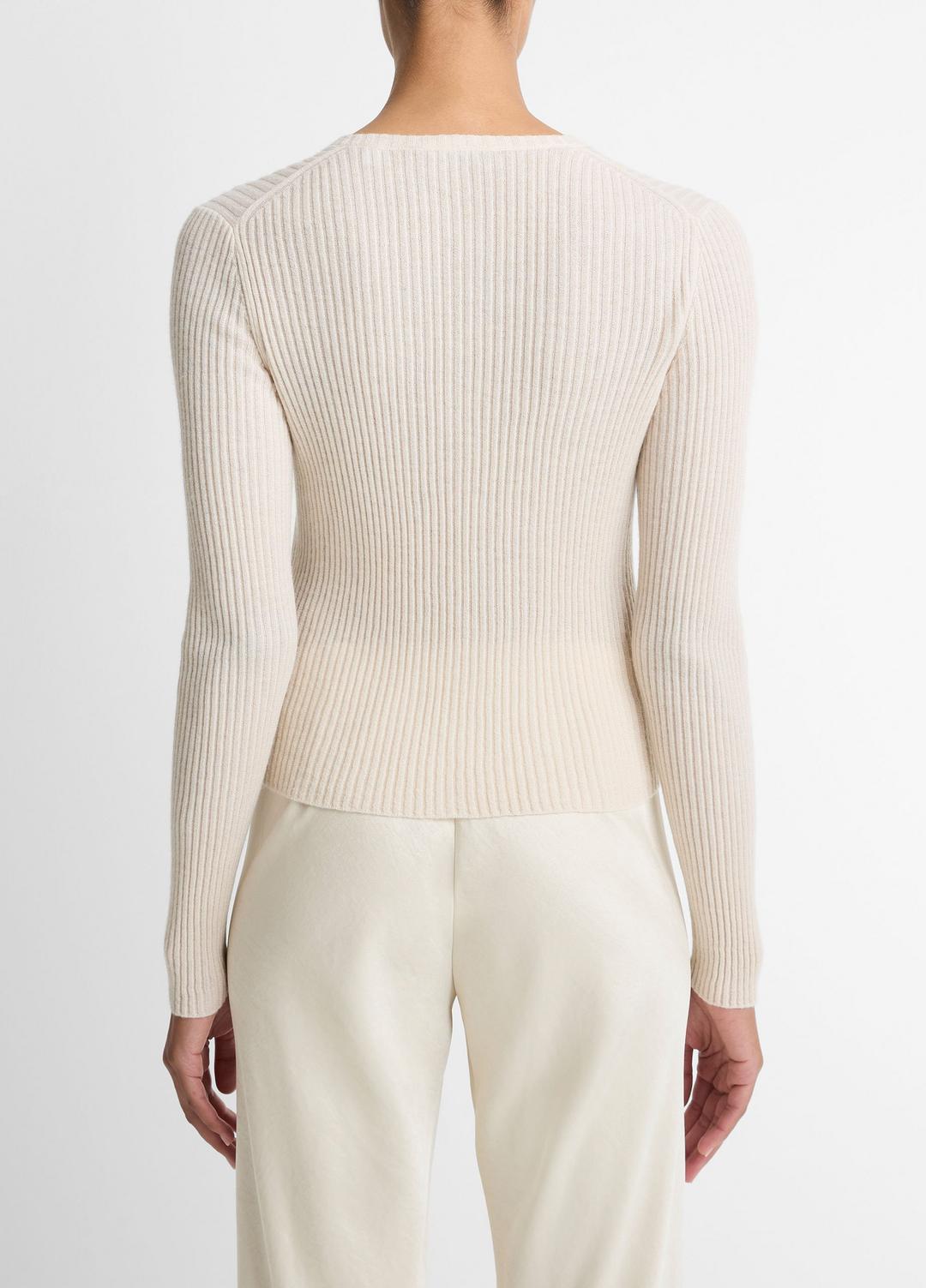 VINCE Women Ribbed Cashmere-Silk Cardigan in Cardigans