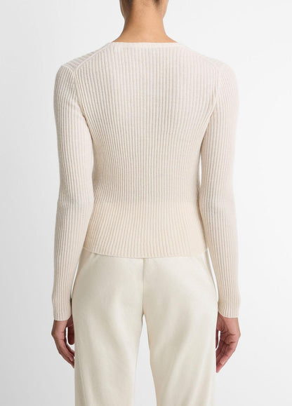 VINCE Women Ribbed Cashmere-Silk Cardigan in Cardigans