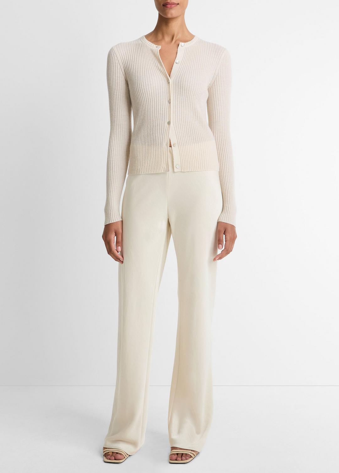 VINCE Women Ribbed Cashmere-Silk Cardigan in Cardigans