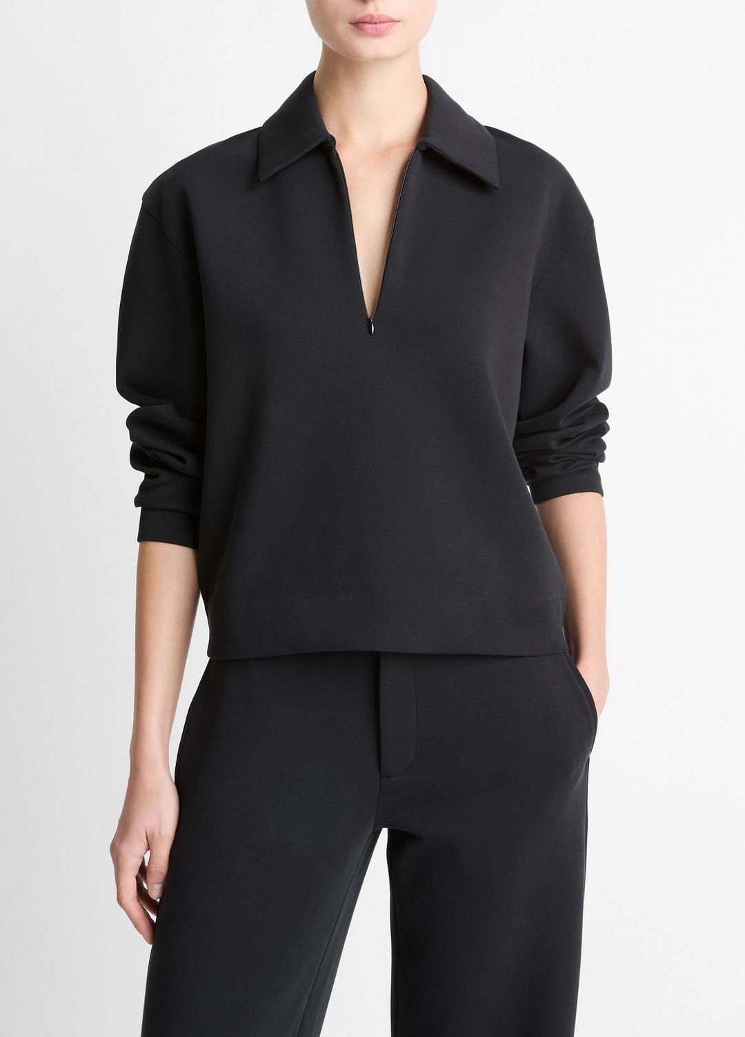 VINCE Women Cotton-Blend Half-Zip Pullover in Long Sleeve