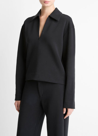 VINCE Women Cotton-Blend Half-Zip Pullover in Long Sleeve