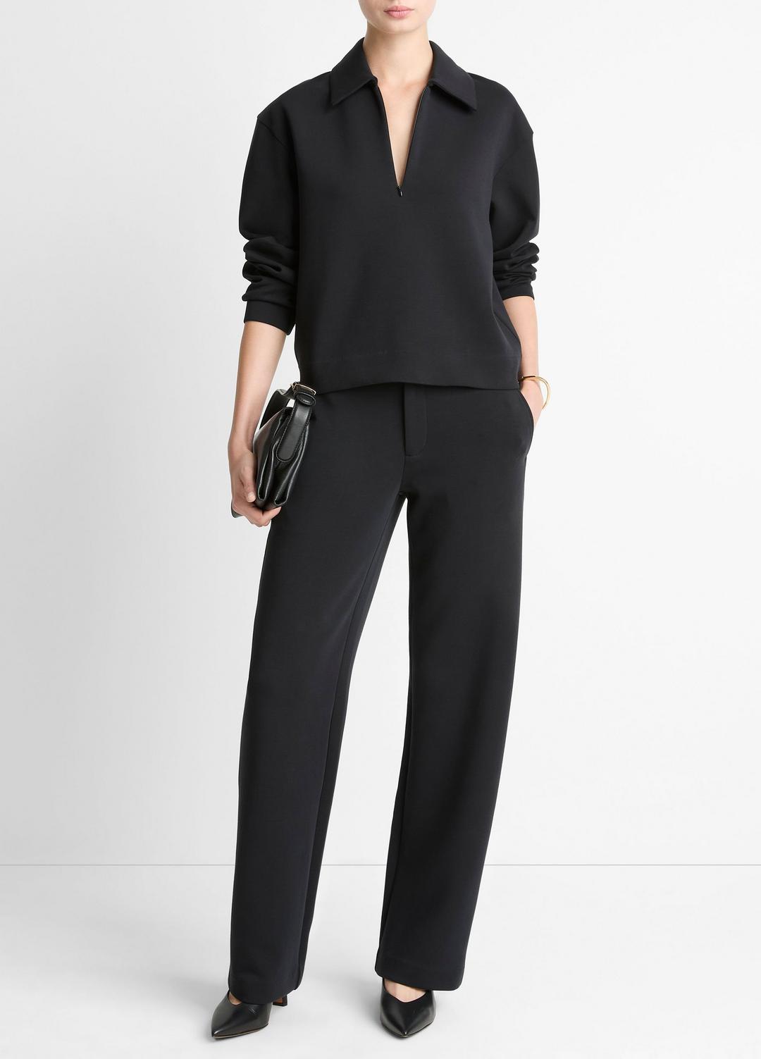 VINCE Women Cotton-Blend Half-Zip Pullover in Long Sleeve