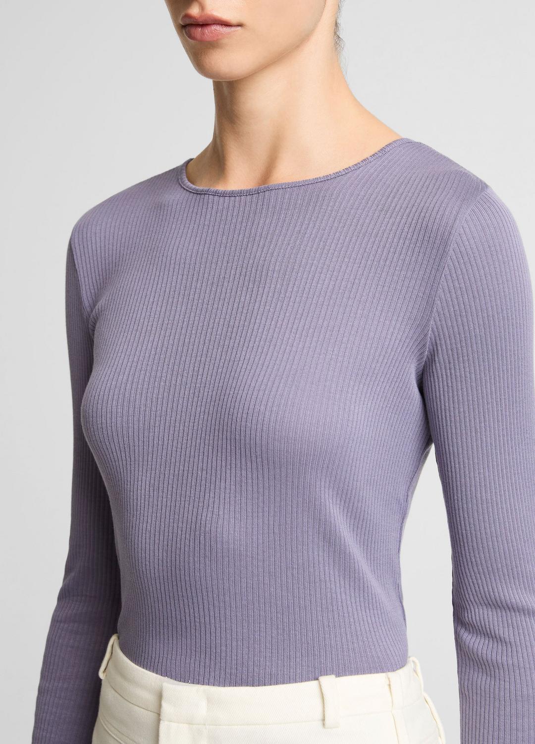 VINCE Women Ribbed Pima Cotton Long-Sleeve T-Shirt in Long Sleeve